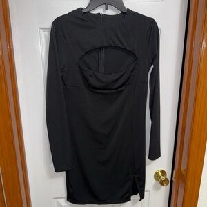 SHEIN Black Long Sleeve Cutout Dress